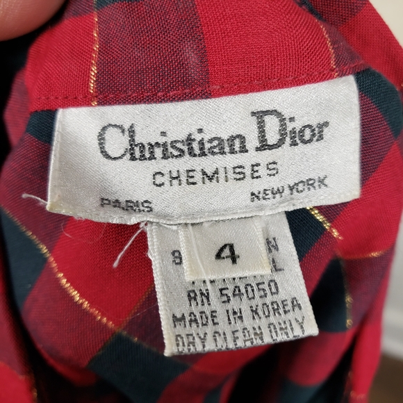 Vintage Christian Dior Buffalo Plaid Button Down 4 - Picture 10 of 11